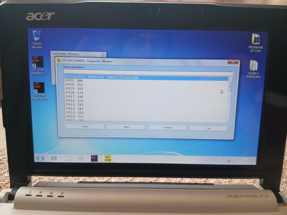 Kit tester auto Op Com Opel si laptop Acer