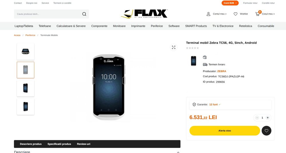 Terminal mobil Zebra TC56, 4G, 5inch, Android, ideal pentru curieri