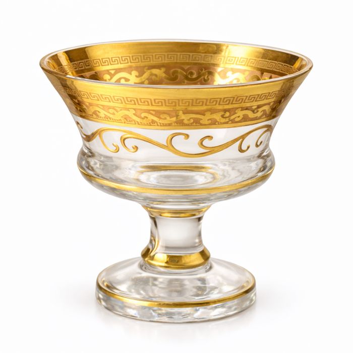 Хрустальные вазы на ножке с позолотой (2 шт)