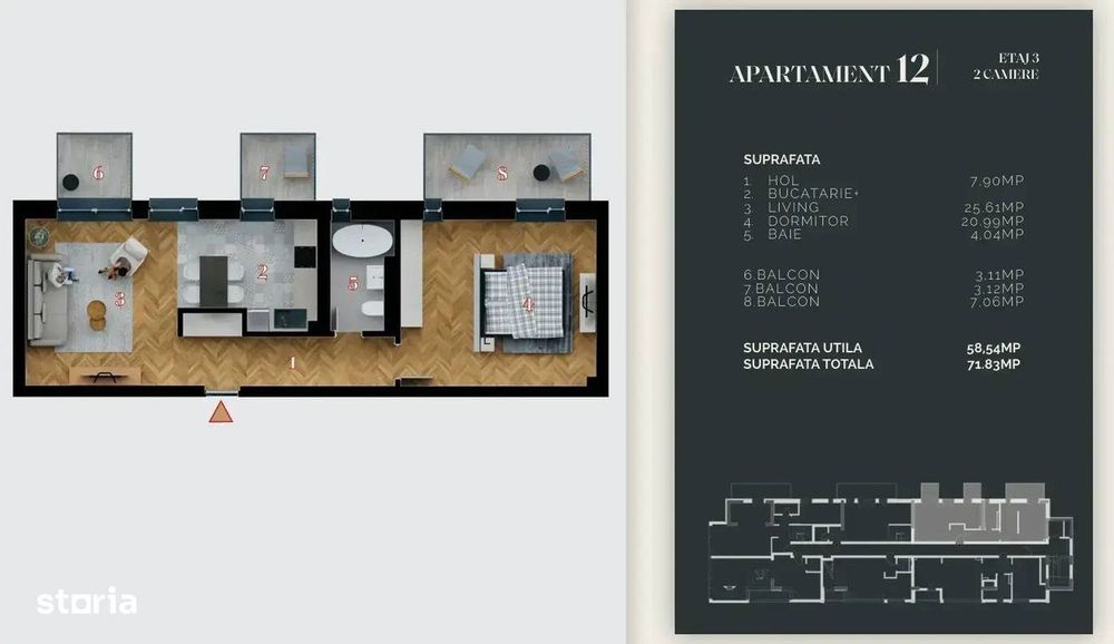Apartament 2 Camere, 3 Balcoane, Bloc Nou, Finisaje Lux, Comision 0%