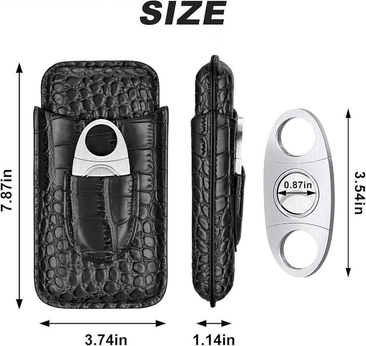 Калъф от телешка кожа за 3 пури със ножичка