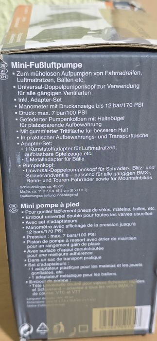 Minipompa de picior pentru bicicletă