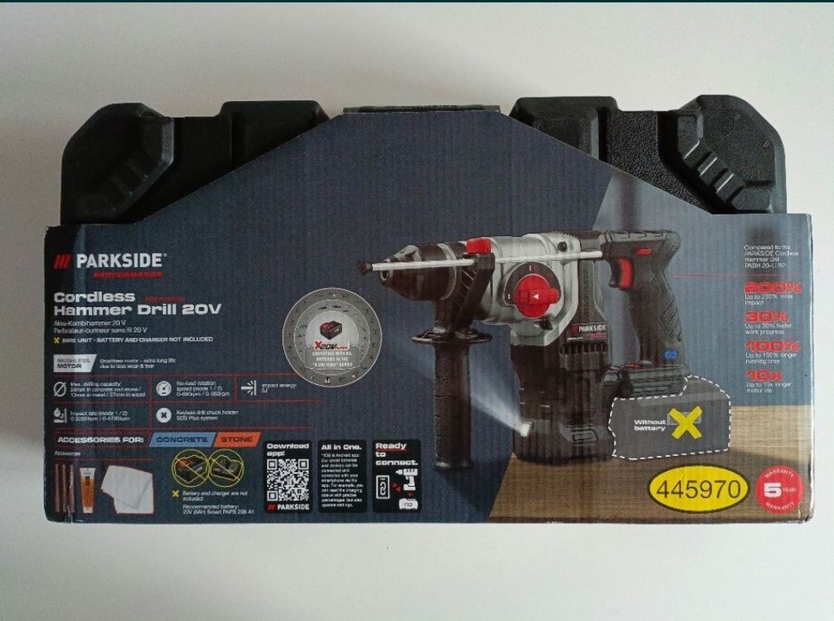 4г. ГАРАНЦИЯ Акумулаторен перфоратор Parkside PKHAP 20-Li D4