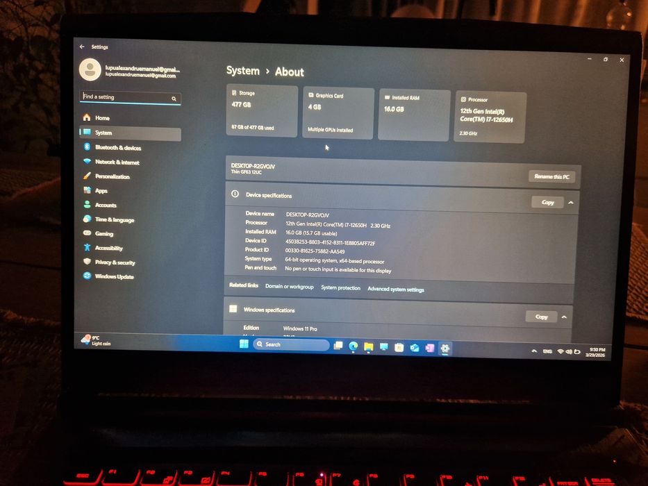 Laptop MSI I7 Gaming, este in garantie pana in 10.05.2026