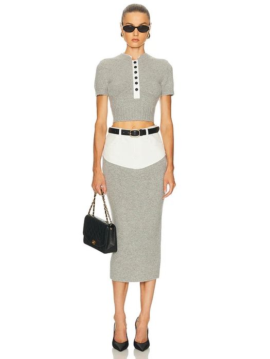 Домски костюм от пола с колан и блуза Self Portret