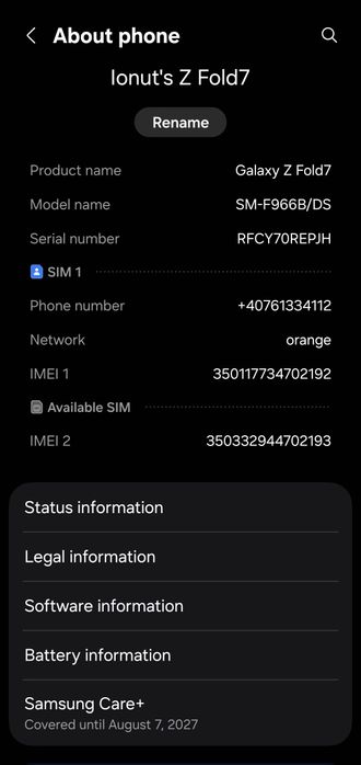 Samsung Galaxy Z Fold 7 512GB Factura si Garantie