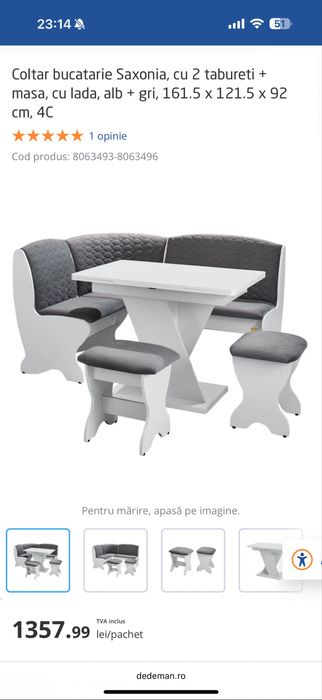 Set coltar plus doua scaune