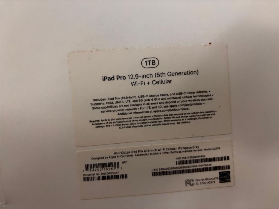 Ipad 12.9 дюйм память 1 терабайт