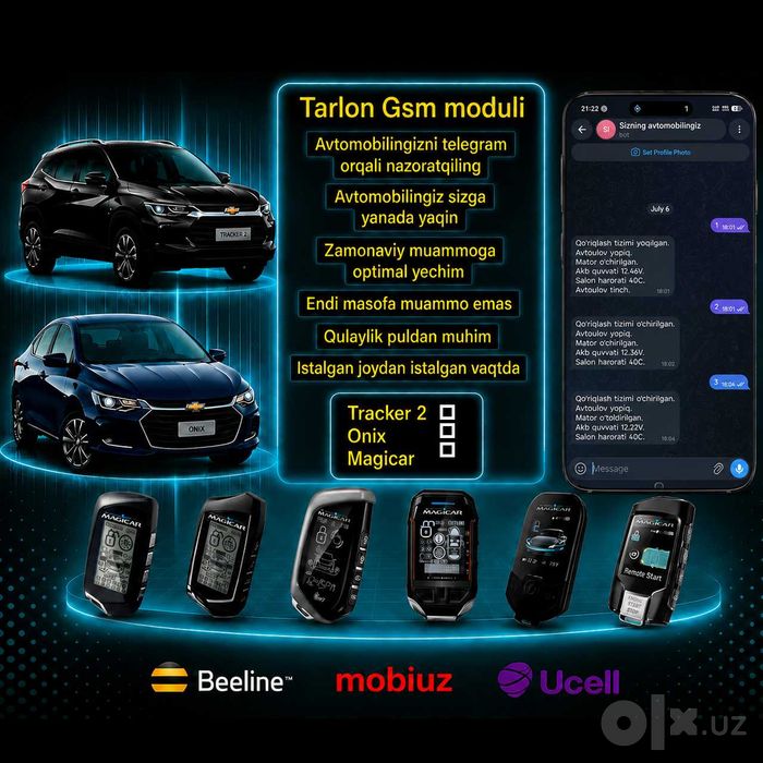 Tarlon GSM moduli, Avtomobilni Telegram orqali boshqarish
