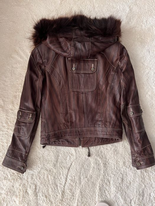 Яке Just Cavalli от естествена кожа и естествен косъм