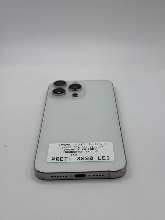 Iphone 15 Pro Max 256GB 90% Grad B Garantie 24 Luni - zonemag.ro