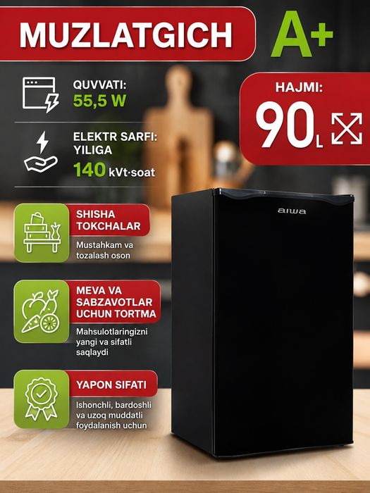 AIWA Mini haldilnik 50/90 L oq, qora, kulrang, 98$/108$