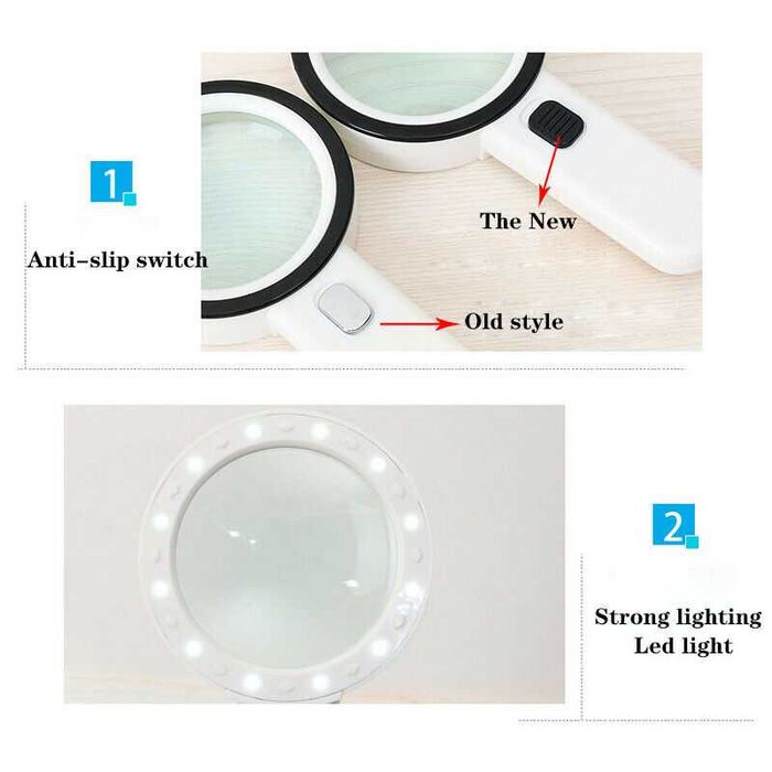 Lupa Profesionala cu marire 30X + 12 leduri pentru iluminarea noaptea.