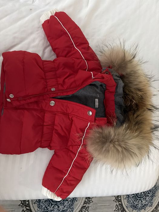 Geaca iarna bebe Gianfranco Ferre marime 3 luni 3M cu blană naturală