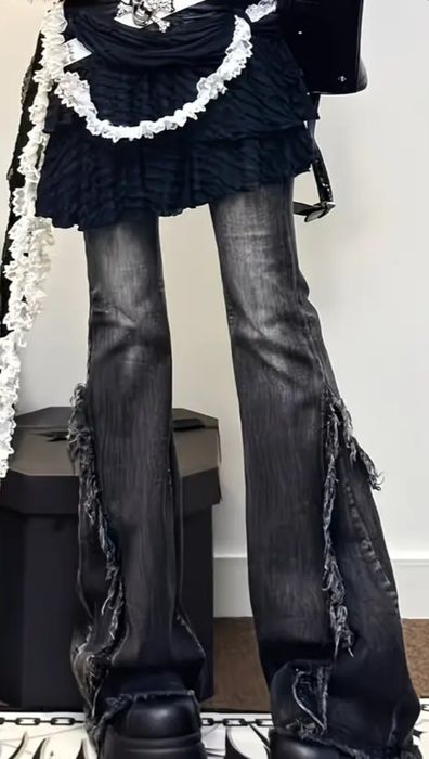 джинсы клёш на высокой талии