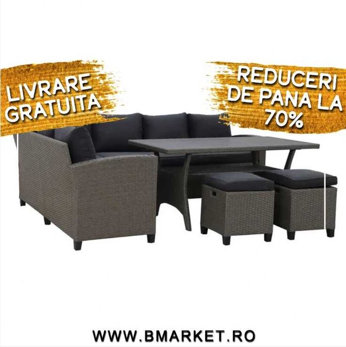 Set mobilier de gradina/terasa canapea/coltar 2 taburete si masa VISTA