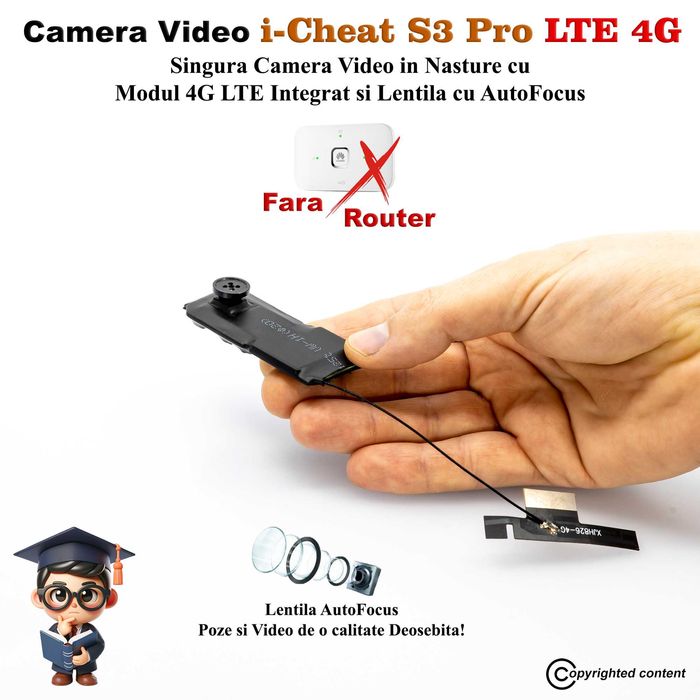 Casca de copiat + Camera Video in Nasture Fara Router 4G