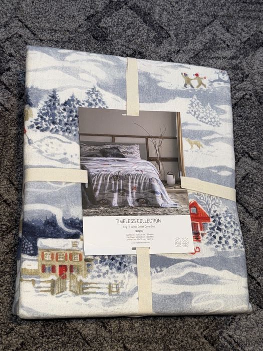 Set lenjerie de pat flanel (1 persoană) Madame Coco – Peisaj de iarnă
