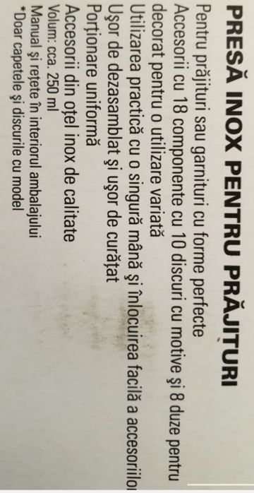 Presa inox pentru prajituri