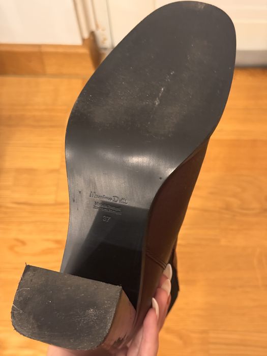 Cizme Massimo Dutti piele naturală | maro/burgundiu | toc 8 cm | 37