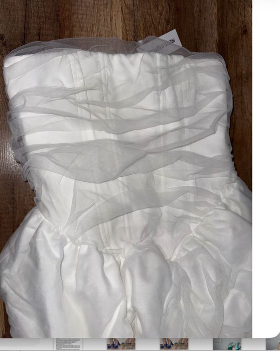 Kъса сватбена рокля официална рокля с корсет/тюл  премиум bridal бяла