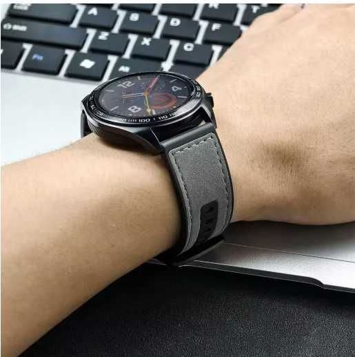 Curea cauciuc+insertie piele Huawei GT,GT2,GT3,GT4,GT5(46mm) 22mm