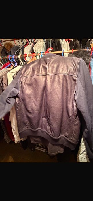 Geacă piele naturală cu textil