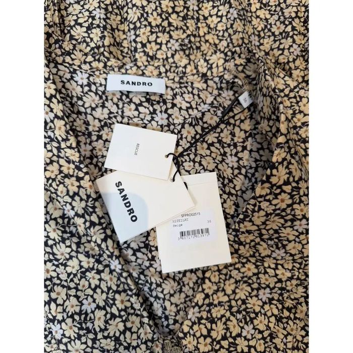 Rochie Sandro din mătase cu imprimeu floral