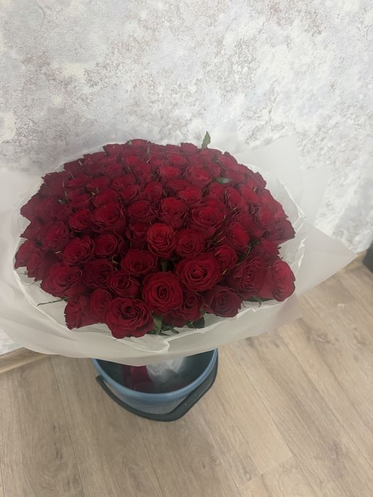 101 красные  роза 80см