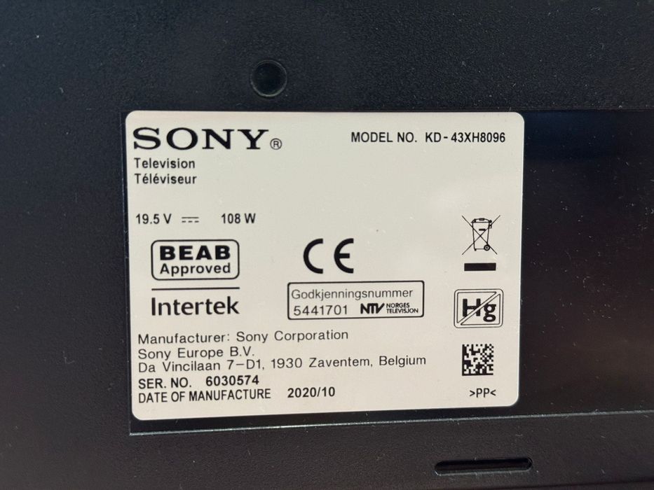 Tv Sony 43xh8096 display defect