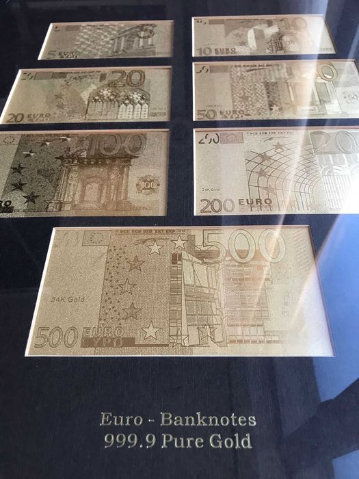 Tablou exclusivist cu bancnote Euro din folie de aur