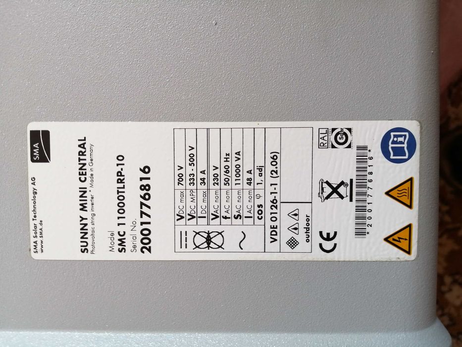 Invertor SMA Sunny Mini Central  11kw