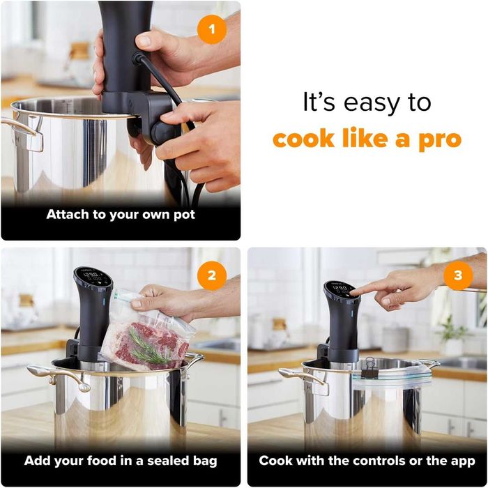 Anova Кулинарна Sous Vide Прецизна Готварска Кухня 3.0 (WiFi), 1100 Вата