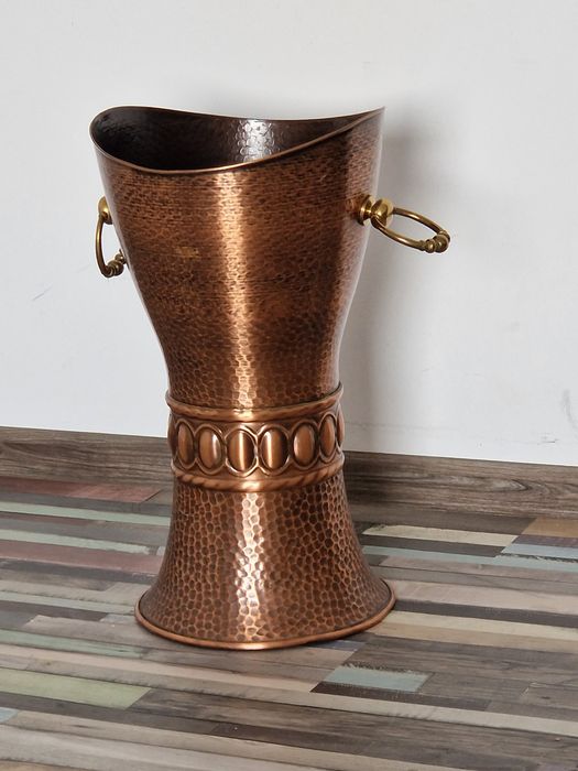 Vaza vas de podea cupru curat decor vintage cu mânere de bronz