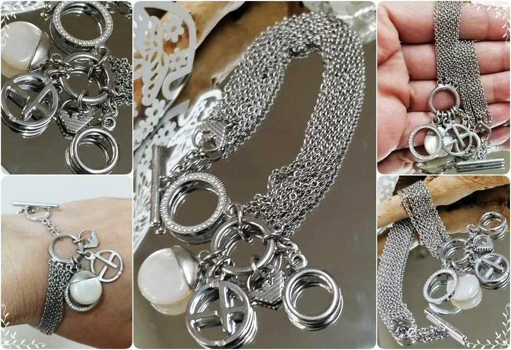 Масивни сребърни бижута Сребърна гривна  Emporio Armani