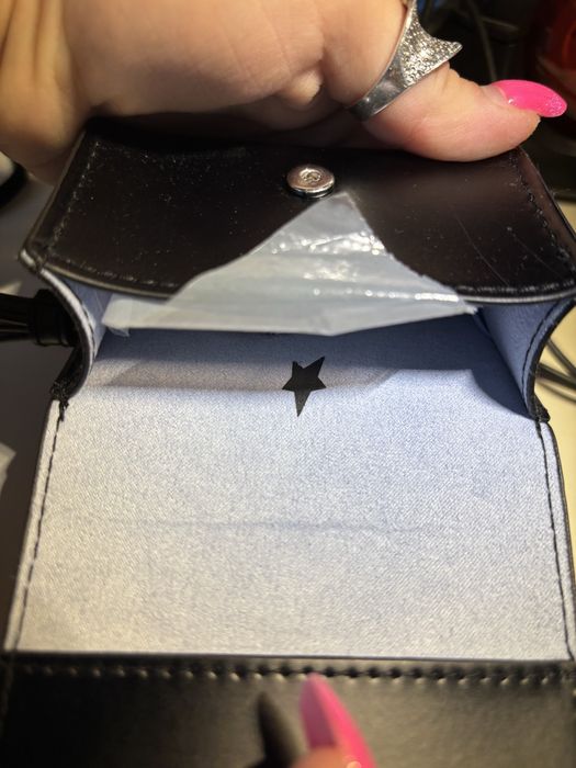 Mini portofel / husa MUGLER neagra cu bareta (Mugler mini pouch)