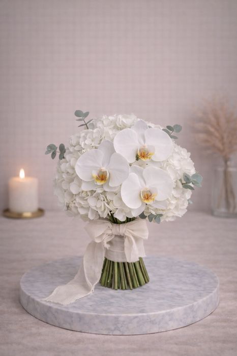 Set nunta/ botez – buchet + lumânare decorate, realizate la comandă