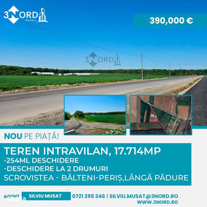 Balteni-Scrovistea, teren intravilan 17.714 mp, lângă pădure