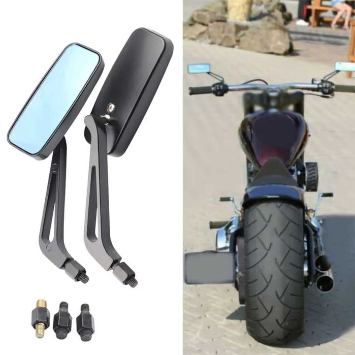 Oglinzi retrovizoare dreptunghiulare universale pentru ghidon motocicletă aliaj aluminiu - pereche