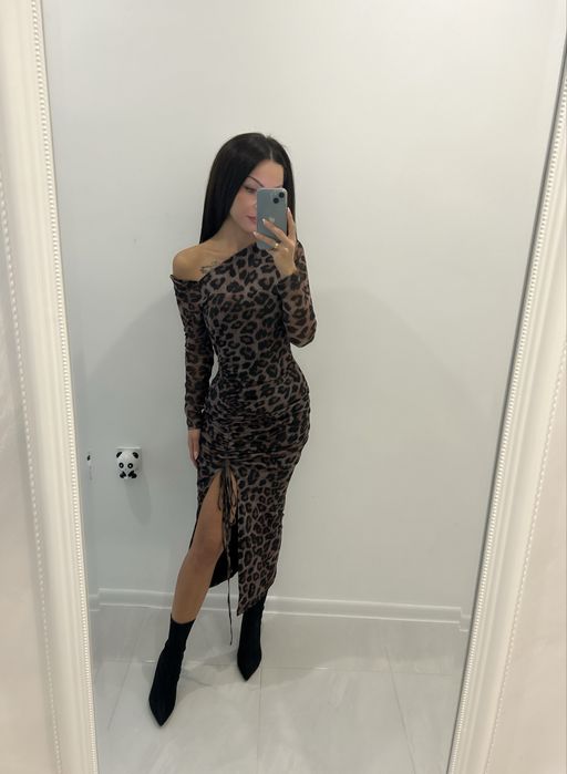 Леопардова рокля с цепка Shein