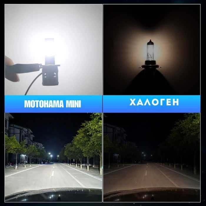 LED крушки MOTOHAMA MINI-H1/H3/H4/H7/H8/H9/H11/H16/HB3/HB4-12V-6000K