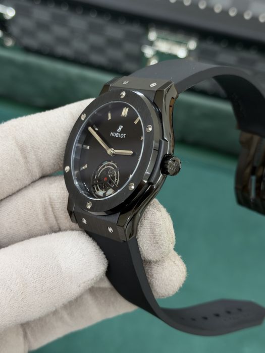 Hublot Classic Fusion Tourbillon Black Ceramic – Black Dial, Black Rubber Strap