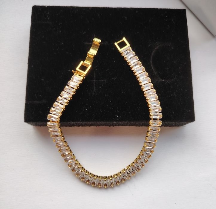 Brățara Tennis argint suflată cu aur de 18kt