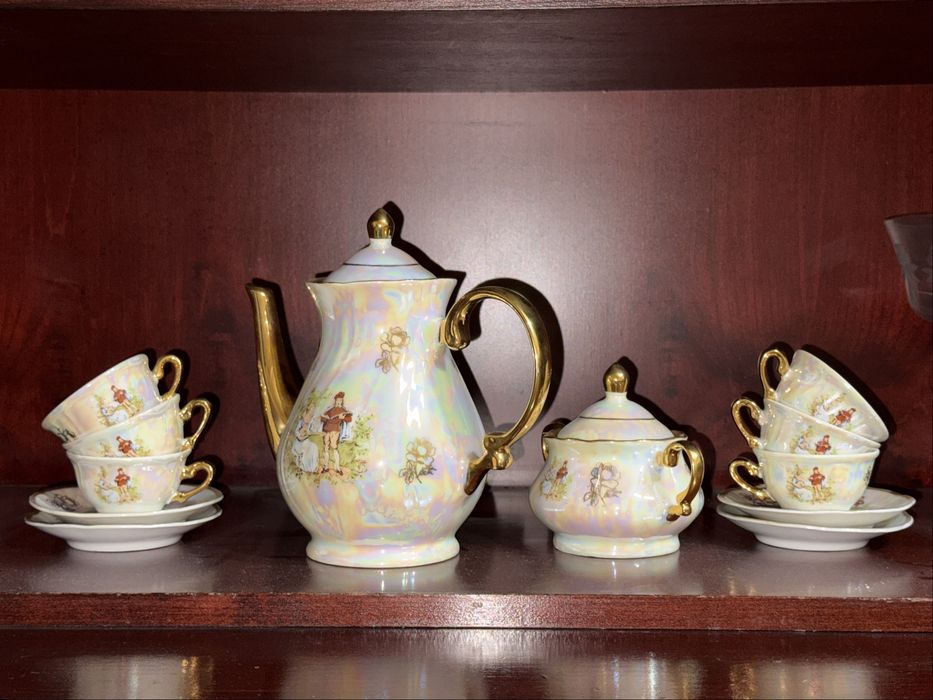 Кофейный сервиз VELES (Чехословакия), перламутровый фарфор