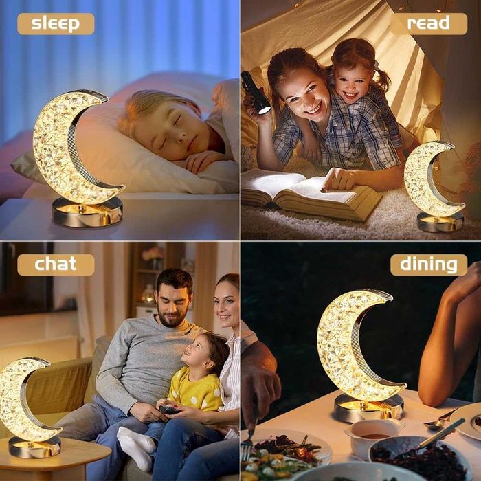 Lampa LED RGB tip semiluna de cristal reincarcabila USB auriu 14x18cm