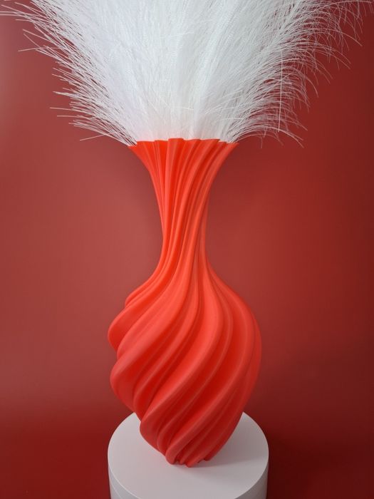 Vază decorativă modernă – design spirală – print 3D – culoare roșu