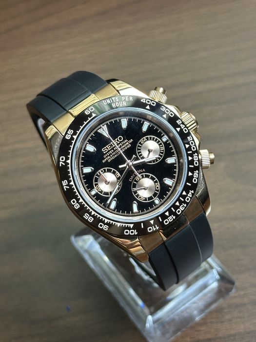 Seiko Daytona Rose Gold Curea Cauciuc