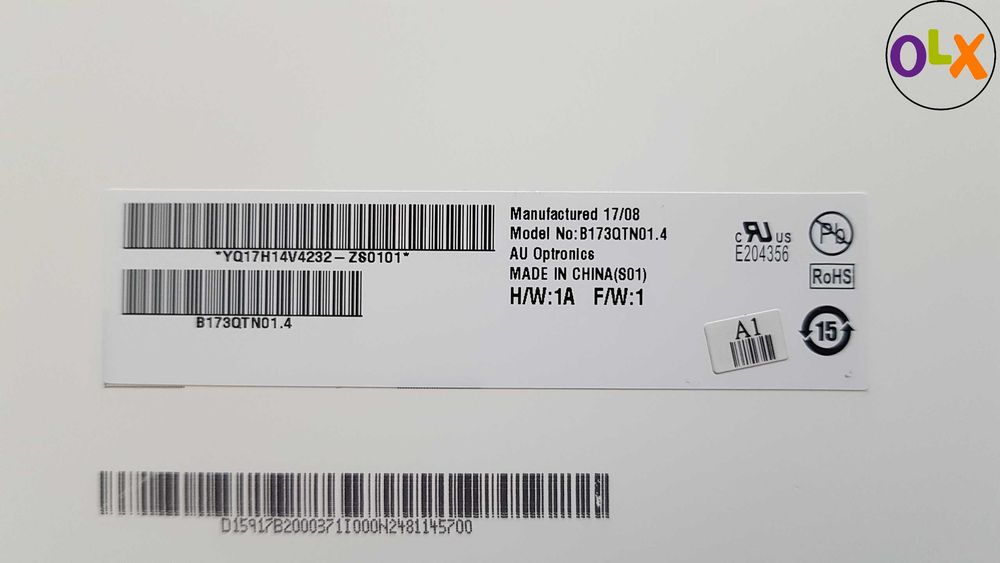 Display Laptop LCD 120Hz 2K QHD 2560×1440 17.3” 40pin AUO B173QTN01.4