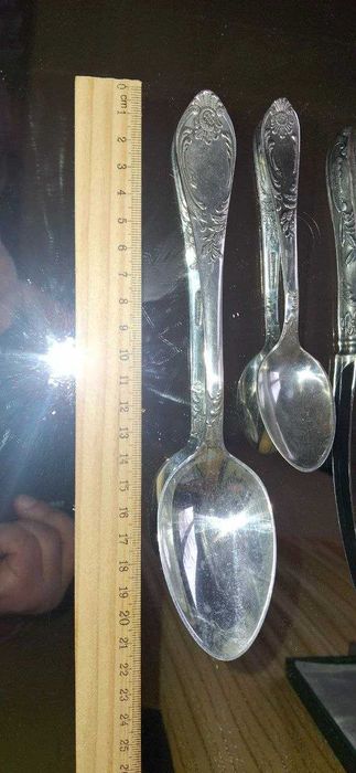 Мельхиор советский рисунок Эска 24 предмета в коробке