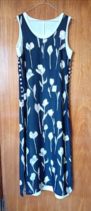 Лятна рокля с туника от изкуствена коприна M/L размер